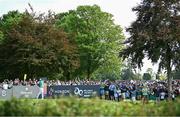 9 September 2023; Rory McIlroy of Northern Ireland watches his tee shot on the seventh hole during day three of the Horizon Irish Open Golf Championship at The K Club in Straffan, Kildare. Photo by Ramsey Cardy/Sportsfile