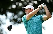 9 September 2023; Rory McIlroy of Northern Ireland watches his tee shot on the 10th hole during day three of the Horizon Irish Open Golf Championship at The K Club in Straffan, Kildare. Photo by Ramsey Cardy/Sportsfile