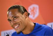 9 September 2023; Virgil van Dijk during a Netherlands press conference at the Aviva Stadium in Dublin. Photo by Sam Barnes/Sportsfile