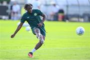 9 September 2023; Jonathan Afolabi during a Republic of Ireland training session at the FAI National Training Centre in Abbotstown, Dublin. Photo by Stephen McCarthy/Sportsfile