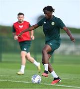 9 September 2023; Jonathan Afolabi during a Republic of Ireland training session at the FAI National Training Centre in Abbotstown, Dublin. Photo by Stephen McCarthy/Sportsfile
