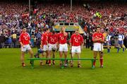 27 June 2004; Members of the Cork team prepare for the team photograph. Guinness Munster Senior Hurling Championship Final, Cork v Waterford, Semple Stadium, Thurles, Co. Tipperary. Picture credit; Pat Murphy / SPORTSFILE