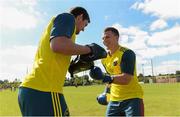 3 September 2013; Munster's Andrew Conway, right, and James Downey do some boxing excercises separately from team-mates during squad training ahead of their Celtic League 2013/14, Round 1, game against Zebre on Saturday. Munster Rugby Squad Training, Cork Instutute of Technology, Bishopstown, Cork. Picture credit: Diarmuid Greene / SPORTSFILE