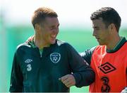 3 September 2013; Republic of Ireland's James McCarthy, left, and Seamus Coleman during squad training ahead of their 2014 FIFA World Cup Qualifier Group C game against Sweden on Friday. Republic of Ireland Squad Training, Gannon Park, Malahide, Co. Dublin. Picture credit: David Maher / SPORTSFILE