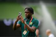 10 September 2023; Jonathan Afolabi of Republic of Ireland before the UEFA EURO 2024 Championship qualifying group B match between Republic of Ireland and Netherlands at the Aviva Stadium in Dublin. Photo by Seb Daly/Sportsfile