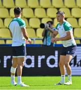15 September 2023; Jonathan Sexton, right, and Conor Murray during the Ireland rugby squad captain's run at the Stade de la Beaujoire in Nantes, France. Photo by Brendan Moran/Sportsfile