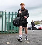 15 September 2023; Aodh Dervin of Galway United arrives before the Sports Direct Men’s FAI Cup quarter-final match between Galway United and Dundalk at Eamonn Deacy Park in Galway. Photo by Ben McShane/Sportsfile