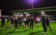 15 September 2023; Dundalk players and staff stand in front of their supporters after their defeat in the Sports Direct Men’s FAI Cup quarter-final match between Galway United and Dundalk at Eamonn Deacy Park in Galway. Photo by Ben McShane/Sportsfile