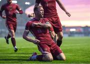 15 September 2023; Stephen Walsh of Galway United celebrates after scoring his side's first goal during the Sports Direct Men’s FAI Cup quarter-final match between Galway United and Dundalk at Eamonn Deacy Park in Galway. Photo by John Sheridan/Sportsfile