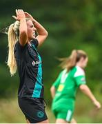 17 September 2023; Savannah McCarthy of Shamrock Rovers reacts during the Sports Direct Women's FAI Cup quarter-final match between Cork City and Shamrock Rovers at Bishopstown Stadium in Cork. Photo by Eóin Noonan/Sportsfile