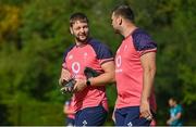 19 September 2023; Iain Henderson, left, and Tadhg Beirne during an Ireland rugby squad training session at Complexe de la Chambrerie in Tours, France. Photo by Brendan Moran/Sportsfile
