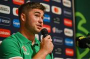 19 September 2023; Jack Crowley during an Ireland rugby media conference at Complexe de la Chambrerie in Tours, France. Photo by Brendan Moran/Sportsfile