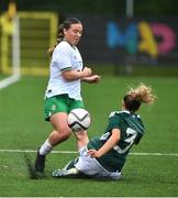 24 September 2023; Meabh Russell of Republic of Ireland in action against Sofie Keenan of Northern Ireland during the Women's U19 international friendly match between Northern Ireland and Republic of Ireland at Blanchflower Stadium in Belfast. Photo by Ben McShane/Sportsfile