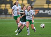 24 September 2023; Joy Ralph of Republic of Ireland in action against Orleigha McGuinness of Northern Ireland during the Women's U19 international friendly match between Northern Ireland and Republic of Ireland at Blanchflower Stadium in Belfast. Photo by Ben McShane/Sportsfile