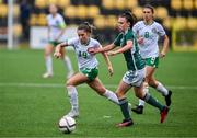 24 September 2023; Isabel Ryan of Republic of Ireland in action against Aoibhe O'Neill of Northern Ireland during the Women's U19 international friendly match between Northern Ireland and Republic of Ireland at Blanchflower Stadium in Belfast. Photo by Ben McShane/Sportsfile