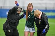 24 September 2023; Orleigha McGuinness of Northern Ireland is assited from the pitch after picking up an injury during the Women's U19 international friendly match between Northern Ireland and Republic of Ireland at Blanchflower Stadium in Belfast. Photo by Ben McShane/Sportsfile