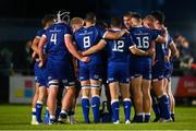 22 September 2023; Leinster players huddle during the pre season friendly match between Leinster and Ulster at Navan RFC in Navan, Meath. Photo by David Fitzgerald/Sportsfile