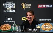 26 September 2023; Katie Taylor during the official pre-fight press conference, at The Westin Hotel in Dublin, ahead of the highly anticipated rematch between Chantelle Cameron and Katie Taylor on November 25th. Photo by David Fitzgerald/Sportsfile