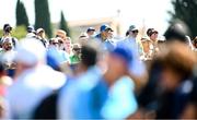 27 September 2023; Rory McIlroy of Europe watches his tee shot on the 18th hole during a practice round before the 2023 Ryder Cup at Marco Simone Golf and Country Club in Rome, Italy. Photo by Ramsey Cardy/Sportsfile