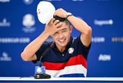 27 September 2023; Collin Morikawa of USA during a press conference before the 2023 Ryder Cup at Marco Simone Golf and Country Club in Rome, Italy. Photo by Brendan Moran/Sportsfile