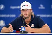 27 September 2023; Sam Burns of USA during a press conference before the 2023 Ryder Cup at Marco Simone Golf and Country Club in Rome, Italy. Photo by Brendan Moran/Sportsfile