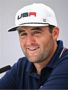 27 September 2023; Scottie Scheffler of USA during a press conference before the 2023 Ryder Cup at Marco Simone Golf and Country Club in Rome, Italy. Photo by Brendan Moran/Sportsfile