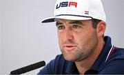 27 September 2023; Scottie Scheffler of USA during a press conference before the 2023 Ryder Cup at Marco Simone Golf and Country Club in Rome, Italy. Photo by Brendan Moran/Sportsfile