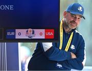 27 September 2023; Europe vice captain Thomas Bjorn look into a press conference before the 2023 Ryder Cup at Marco Simone Golf and Country Club in Rome, Italy. Photo by Brendan Moran/Sportsfile