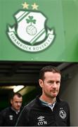 7 October 2023; Shamrock Rovers manager Collie O'Neill before during the SSE Airtricity Women's Premier Division match between Shamrock Rovers and Shelbourne at Tallaght Stadium in Dublin. Photo by Eóin Noonan/Sportsfile