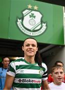 7 October 2023; Shamrock Rovers captain Aine O'Gorman leads her side out before the SSE Airtricity Women's Premier Division match between Shamrock Rovers and Shelbourne at Tallaght Stadium in Dublin. Photo by Eóin Noonan/Sportsfile