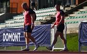 11 October 2023; Keith Earls, right, and Jeremy Loughman during an Ireland Rugby squad training session at Stade Omnisports des Fauvettes in Domont, France. Photo by Harry Murphy/Sportsfile