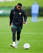 11 October 2023; Chiedozie Ogbene during a Republic of Ireland training session at the FAI National Training Centre in Abbotstown, Dublin. Photo by Stephen McCarthy/Sportsfile