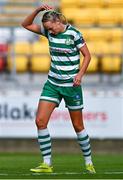 14 October 2023; Stephanie Zambra of Shamrock Rovers reacts after a missed opportunity on goal during the FAI Women's Cup semi-final match between Shamrock Rovers and Shelbourne at Tallaght Stadium in Dublin. Photo by Ben McShane/Sportsfile