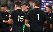 14 October 2023; Jonathan Sexton of Ireland is applauded off the pitch by New Zealand players after the 2023 Rugby World Cup quarter-final match between Ireland and New Zealand at the Stade de France in Paris, France. Photo by Brendan Moran/Sportsfile