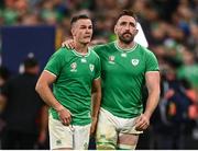 14 October 2023; Jonathan Sexton and Jack Conan of Ireland after their side's defeat in the 2023 Rugby World Cup quarter-final match between Ireland and New Zealand at the Stade de France in Paris, France. Photo by Harry Murphy/Sportsfile