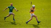 15 October 2023; Jason Gillane of Patrickswell in action against Oisin O'Reilly of Kilmallock during the Limerick County Senior Club Hurling Championship semi-final match between Kilmallock and Patrickswell at the TUS Gaelic Grounds in Limerick. Photo by Tom Beary/Sportsfile