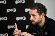 16 October 2023; GPA chief executive officer Tom Parsons speaking during a GPA post AGM media briefing at the Radisson Blu Hotel in Dublin Airport, Dublin. Photo by David Fitzgerald/Sportsfile