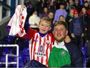 20 October 2023; Anthony Moran, age 8, from Limerick with the jersey of Enda Curran after the SSE Airtricity Men's First Division match between Waterford and Treaty United at RSC in Waterford. Photo by Michael P Ryan/Sportsfile