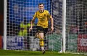 20 October 2023; Conor Carty of St Patrick's Athletic celebrates after scoring his side's second goal during the SSE Airtricity Men's Premier Division match between Bohemians and St Patrick's Athletic at Dalymount Park in Dublin. Photo by Seb Daly/Sportsfile