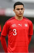 17 October 2023; Neil Volken of Switzerland before the UEFA European U17 Championship qualifying group 10 match between Switzerland and Republic of Ireland at Turner's Cross in Cork. Photo by Eóin Noonan/Sportsfile