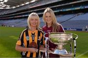 5 September 2013; Kilkenny captain Michelle Quilty and Galway captain Lorraine Ryan in Croke Park ahead of their All-Ireland Senior Camogie Championship Final on Sunday 15th September. Croke Park, Dublin. Picture credit: Ray McManus / SPORTSFILE