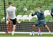 5 September 2013; Republic of Ireland's David Forde in action with Kieren Westwood during squad training ahead of their 2014 FIFA World Cup Qualifier Group C game against Sweden on Friday. Republic of Ireland Squad Training, Aviva Stadium, Lansdowne Road, Dublin. Picture credit: Matt Browne / SPORTSFILE