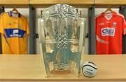 6 September 2013; The Clare and Cork jerseys with the Liam MacCarthy Cup ahead of the 2013 GAA Hurling All-Ireland Championship Final between Cork and Clare on Sunday. Croke Park, Dublin. Picture credit: Brendan Moran / SPORTSFILE