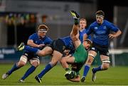 6 September 2013; Matthew Mellotte, Connacht, is tackled by Garry Ringrose, Leinster. Under 20 Interprovincial, Leinster v Connacht, Donnybrook Stadium, Donnybrook, Dublin. Picture credit: Ray McManus / SPORTSFILE