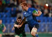 6 September 2013; Peadar Timmons, Leinster, pushes past the tackle of Eoghan O'Reilly, Connacht, on the way to scoring his side's first try. Under 20 Interprovincial, Leinster v Connacht, Donnybrook Stadium, Donnybrook, Dublin. Picture credit: Ray McManus / SPORTSFILE