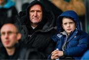 29 October 2023; Former Republic of Ireland player Robbie Keane and his son Hudson during the EA SPORTS U14 LOI Eddie Wallace Cup match between Shamrock Rovers and St Patrick Athletic at Athlone Town Stadium in Westmeath. Photo by Eóin Noonan/Sportsfile
