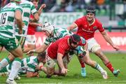 29 October 2023; Diarmuid Barron of Munster carries the ball during the United Rugby Championship match between Benetton and Munster at Stadio Monigo in Treviso, Italy. Photo by Massimiliano Carnabuci/Sportsfile