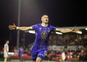 4 November 2023; Ronan Coughlan of Waterford celebrates after scoring his side's first goal during the SSE Airtricity Men's First Division Play-Off Final between Waterford and Cobh Ramblers at Turner's Cross in Cork. Photo by Michael P Ryan/Sportsfile