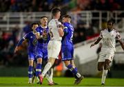 4 November 2023; Tempers flare between Barry Baggley  of Waterford and Brendan Frahill of Cobh Ramblers during the SSE Airtricity Men's First Division Play-Off Final between Waterford and Cobh Ramblers at Turner's Cross in Cork. Photo by Michael P Ryan/Sportsfile