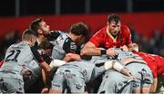 4 November 2023; Tom Ahern of Munster contests a ruck during the United Rugby Championship match between Munster and Dragons at Musgrave Park in Cork. Photo by Eóin Noonan/Sportsfile